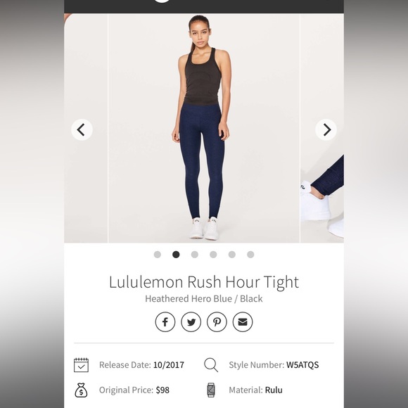 Lululemon Rush Hour Tight, Size 4. Heathered Hero Blue / Black - Picture 7 of 11